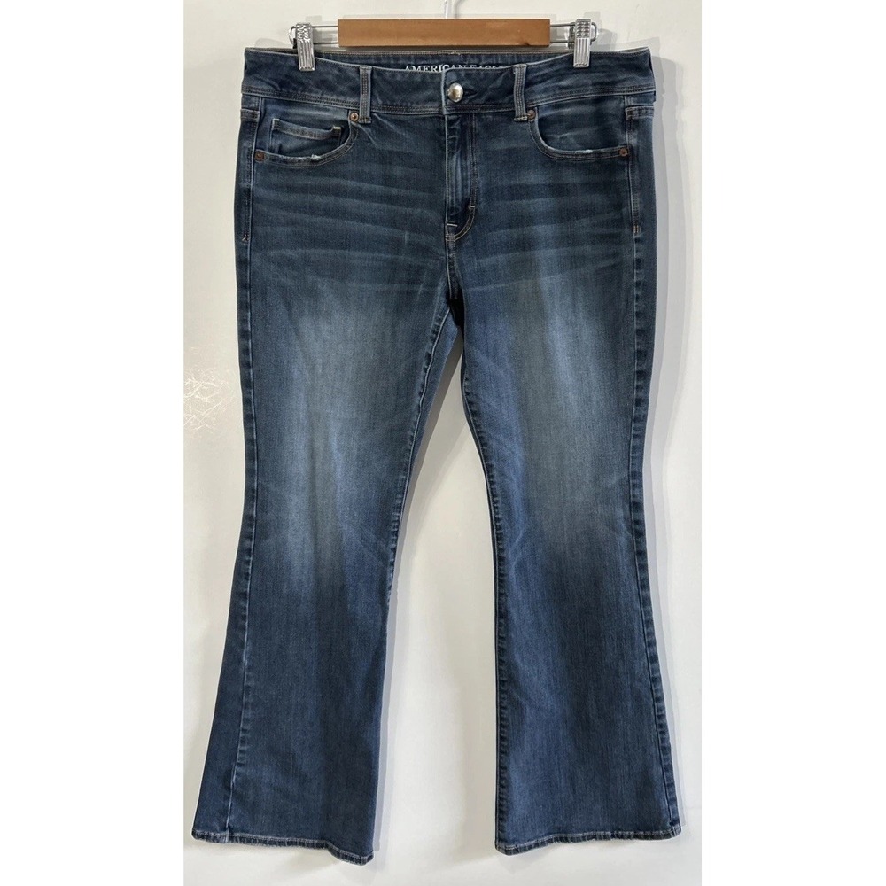 Women's American Eagle Super Stretch Kick Boot Jeans Sz 14 NO Pilling
